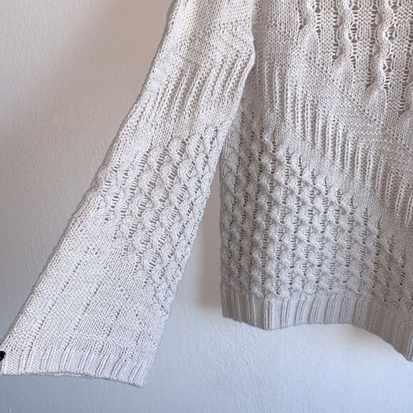 Soft Surroundings Willoughby Flare Wide Sleeve Cable Knit Mock Neck Sweater Sz M - Picture 2 of 8